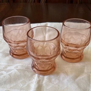 Set of 3 1940’s Cambridge Glass co. Georgian Honeycomb pink glass glasses